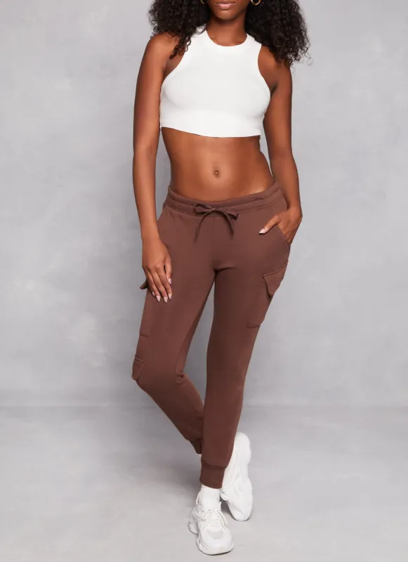 Fleece Drawstring Cargo Joggers sold by Rainbow