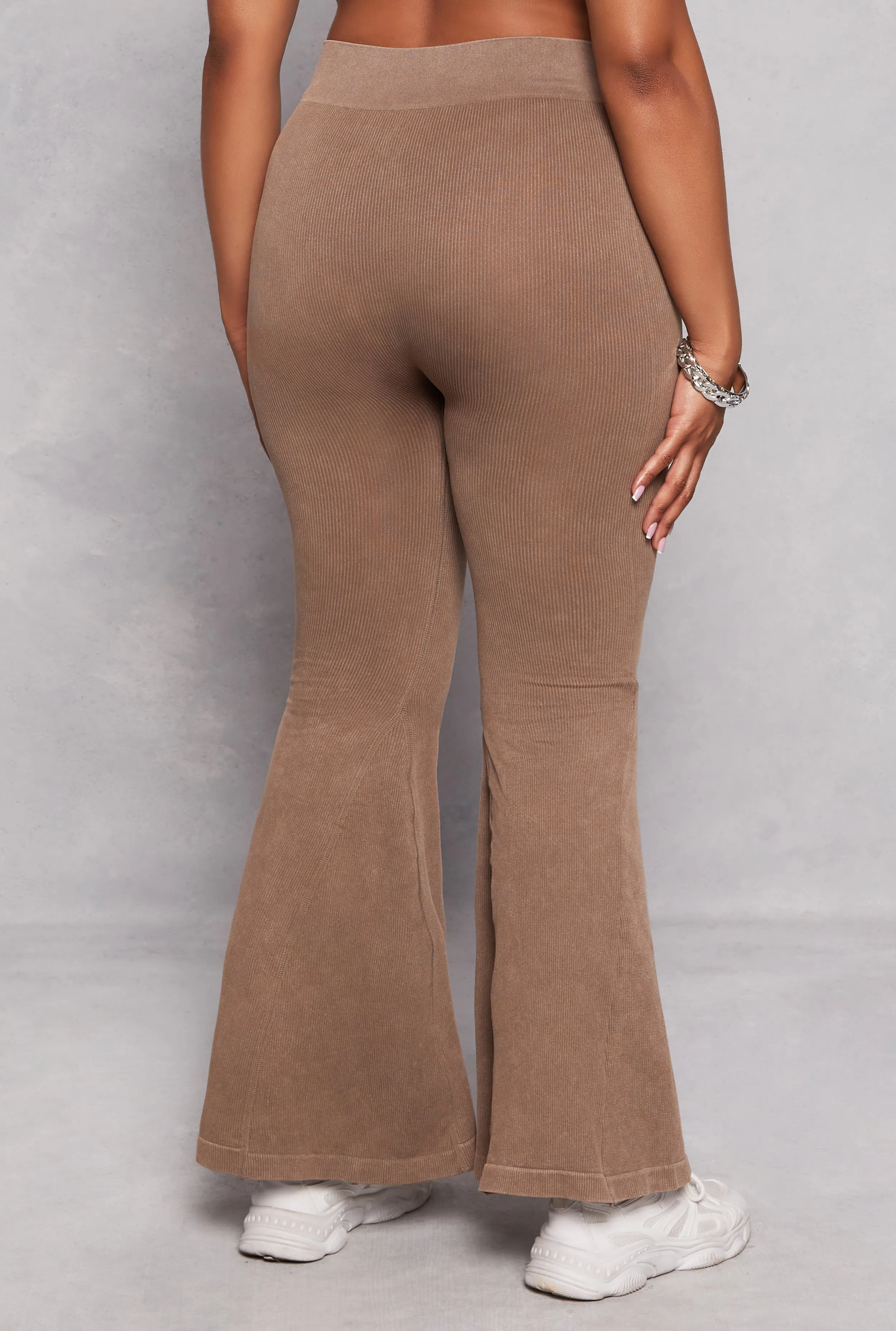 Plus Size Seamless Ribbed High Waisted Flare Pants sold by Rainbow product image thumbnail 3