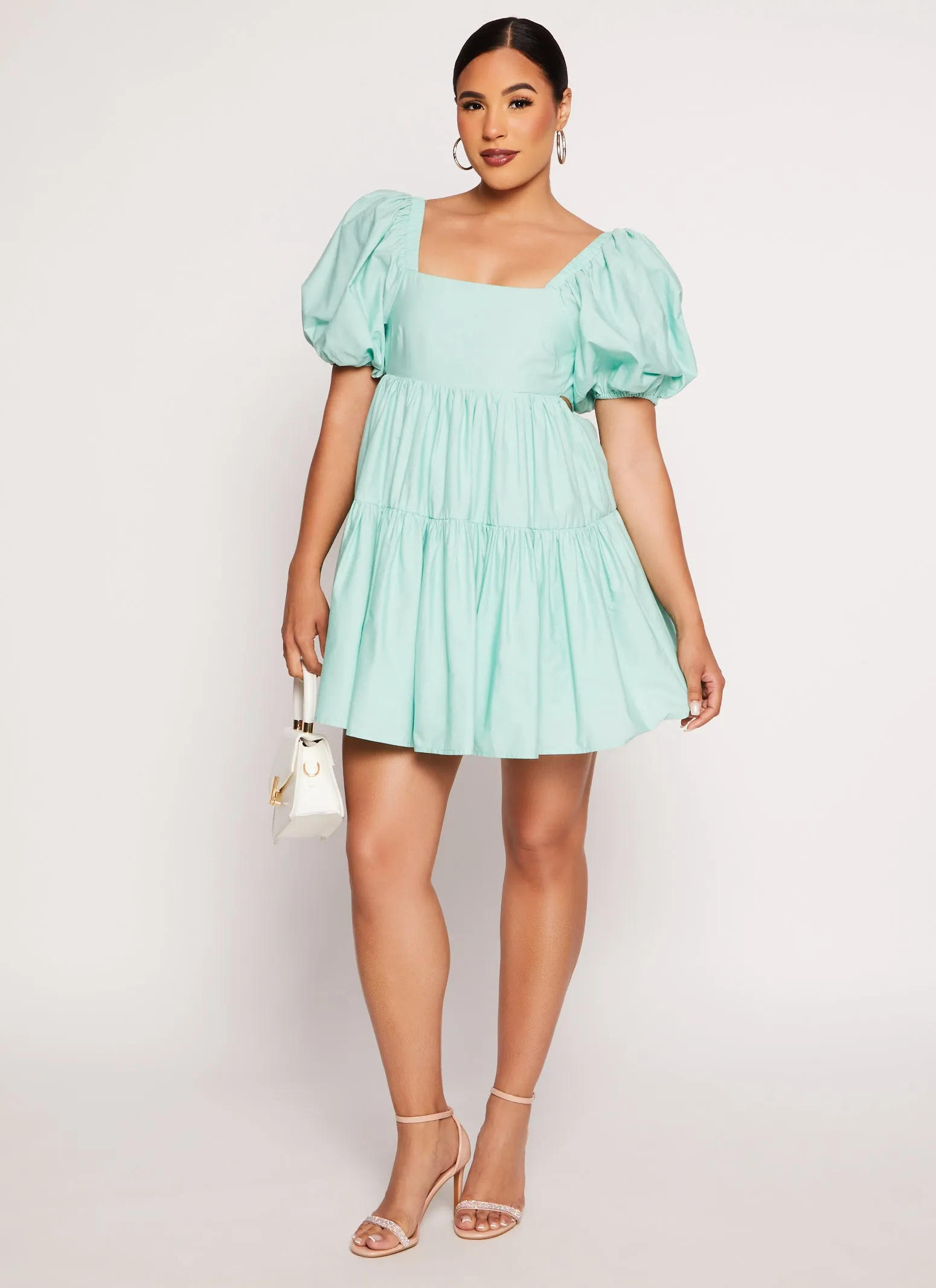 Poplin Puff Sleeve Mini Skater Dress sold by Rainbow product image thumbnail 2