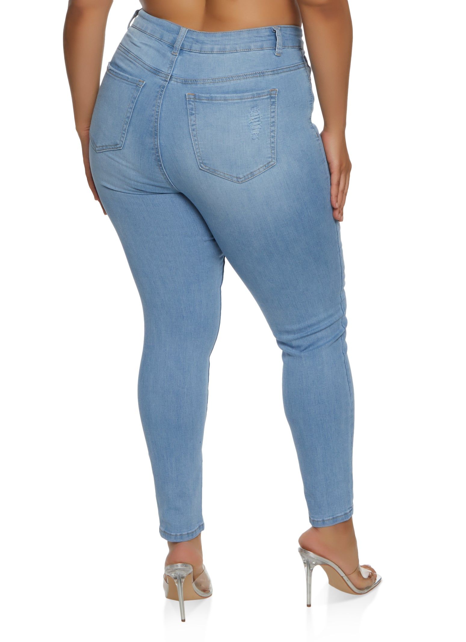 Plus Size WAX Distressed Whiskered High Waisted Skinny Jeans sold by Rainbow product image thumbnail 2