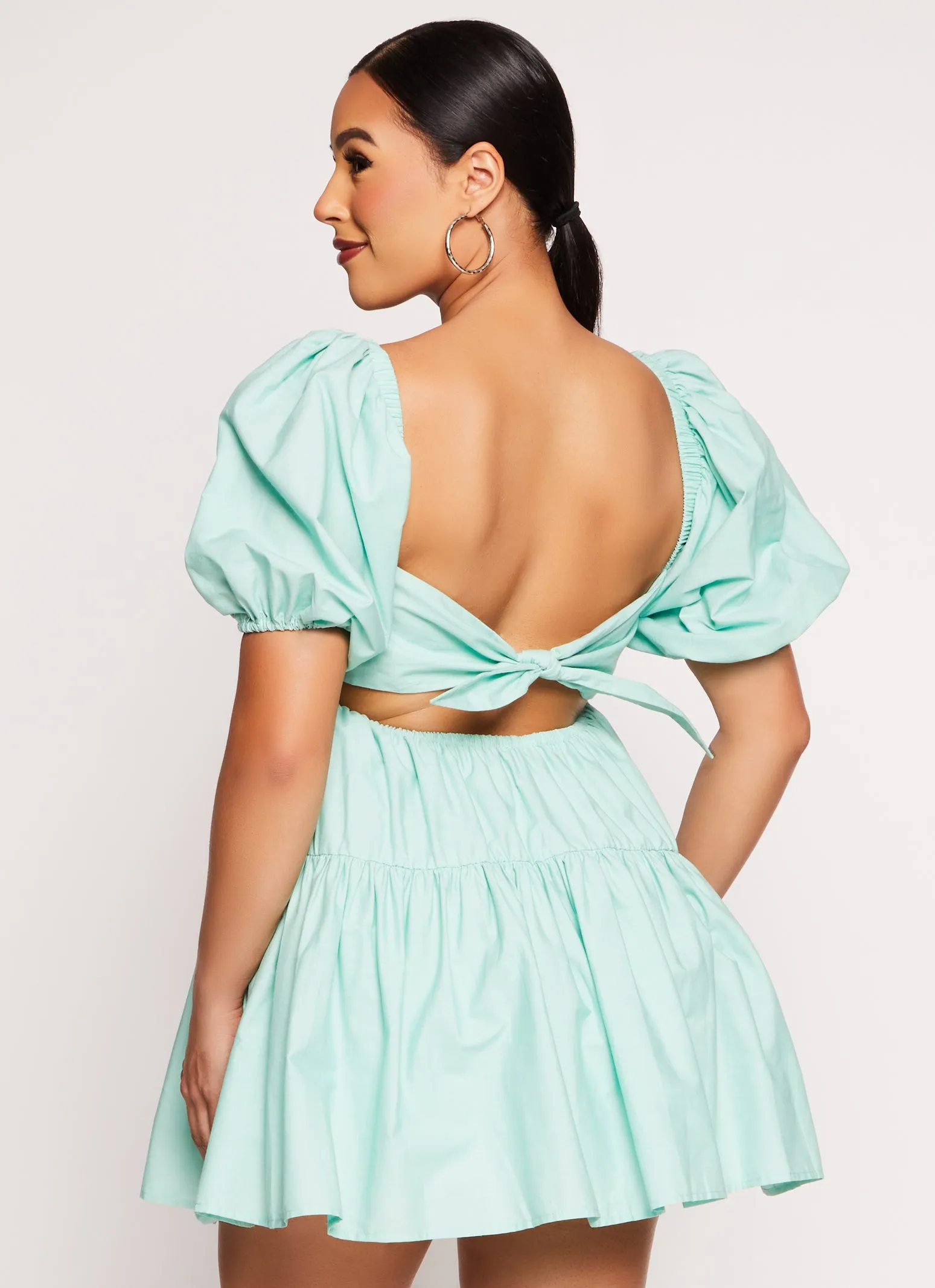 Poplin Puff Sleeve Mini Skater Dress sold by Rainbow product image thumbnail 3