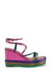 Metallic Strappy Platform Wedges sold by Rainbow