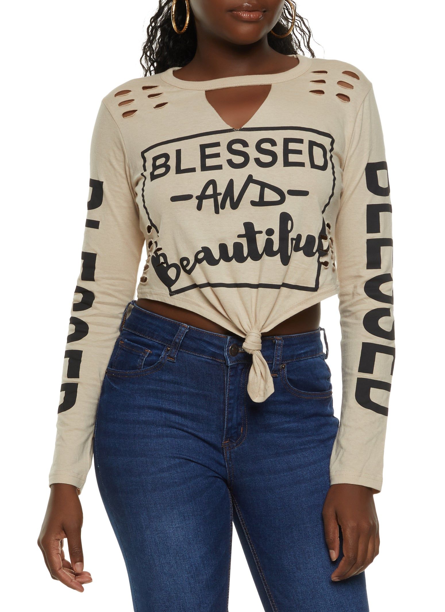 Laser Cut Blessed and Beautiful Graphic Tee sold by Rainbow