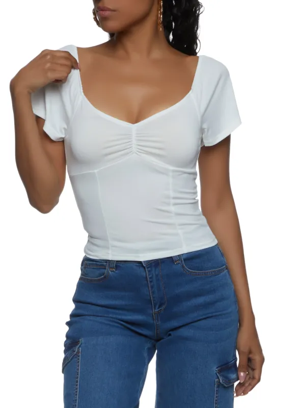 Ruched Front Cap Sleeve Top sold by Rainbow
