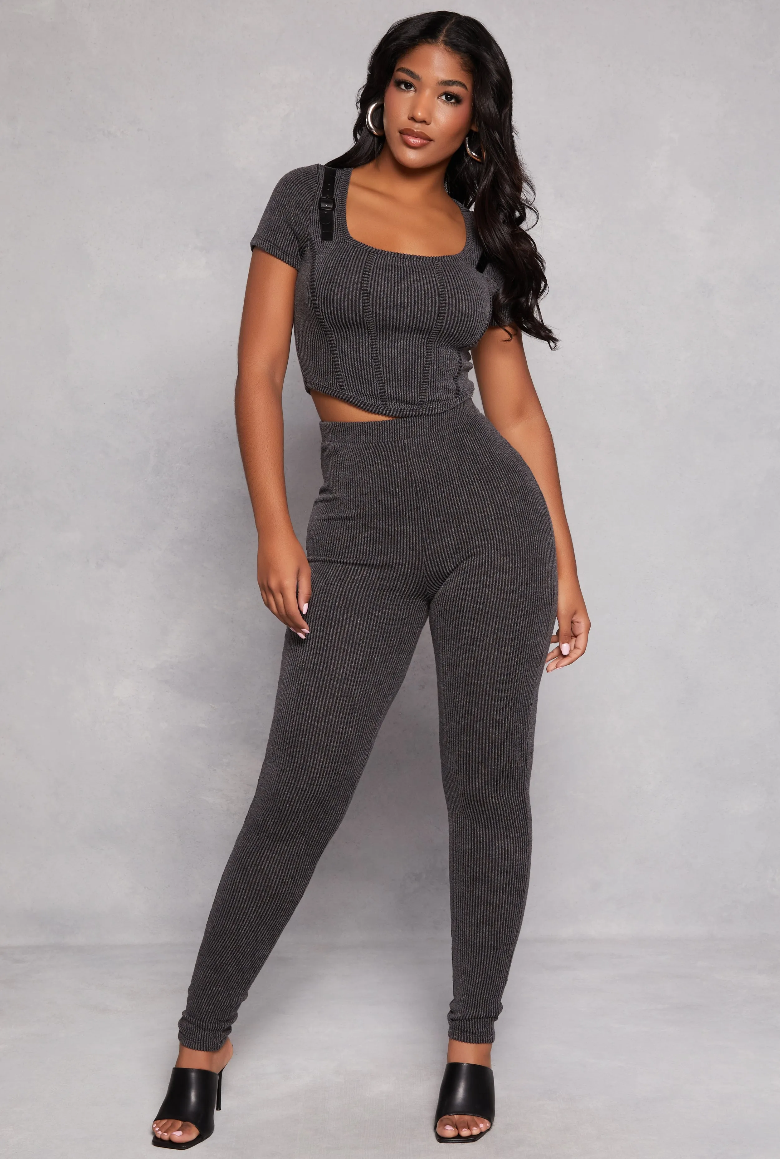 High Waist Ribbed Leggings sold by Rainbow