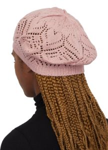 Heart Pointelle Knit Beret sold by Rainbow