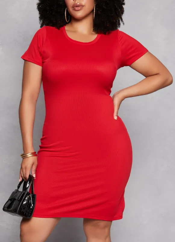 Plus Size Daisy Rib Knit T Shirt Dress sold by Rainbow