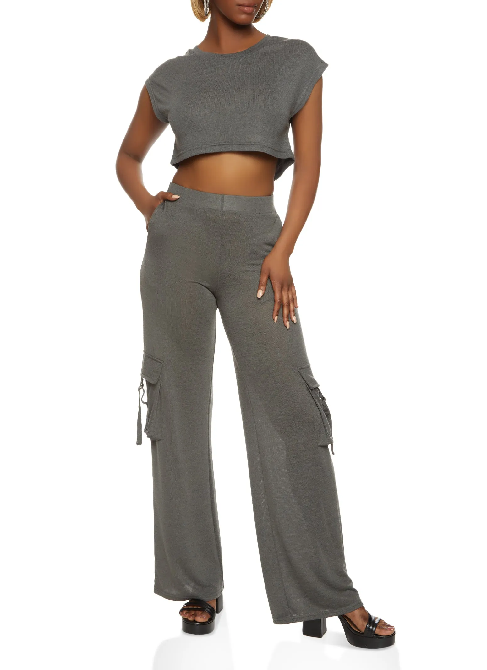 Daisy Brushed Knit Cap Sleeve Crop Top sold by Rainbow product image thumbnail 2