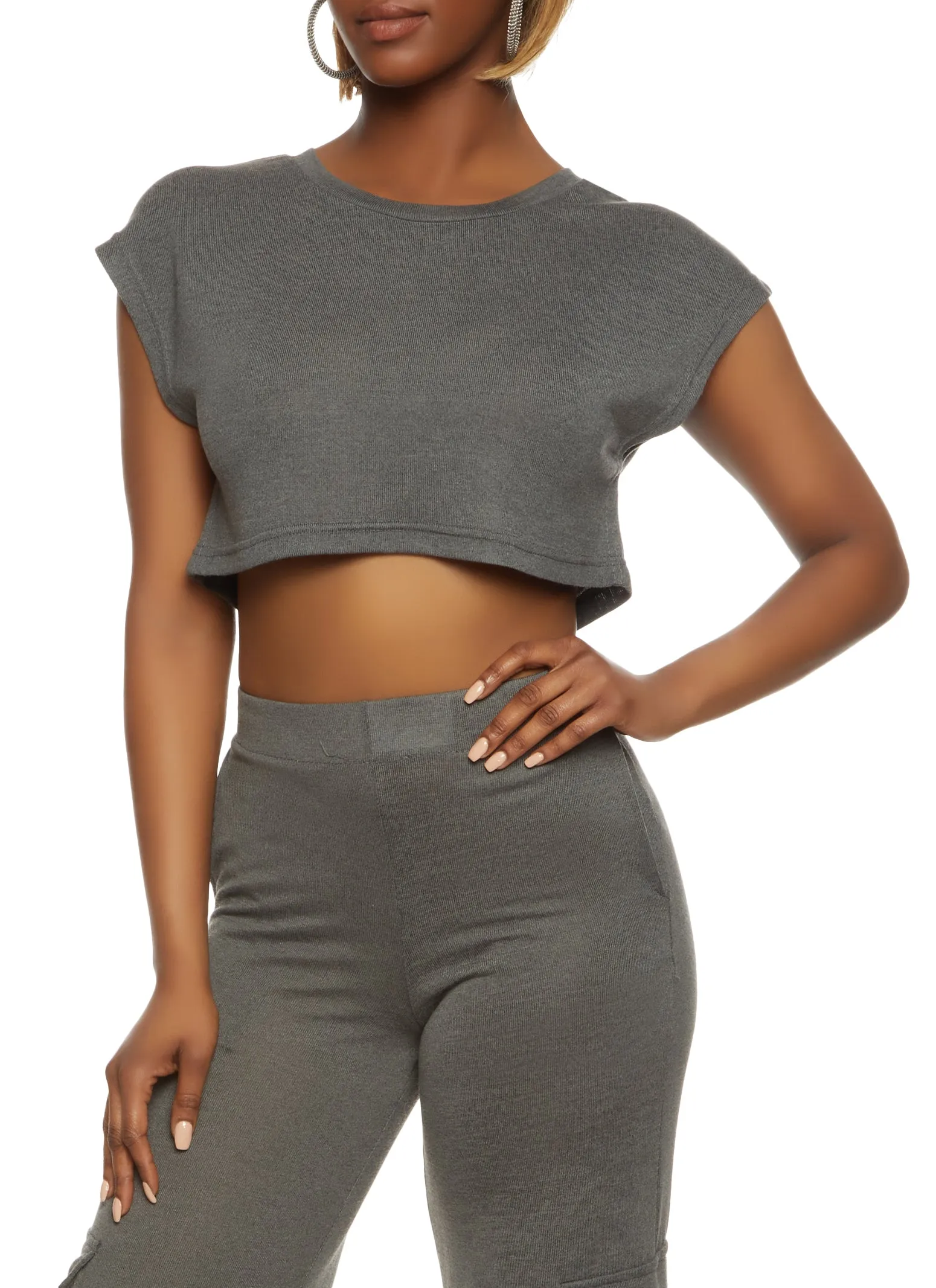 Daisy Brushed Knit Cap Sleeve Crop Top sold by Rainbow