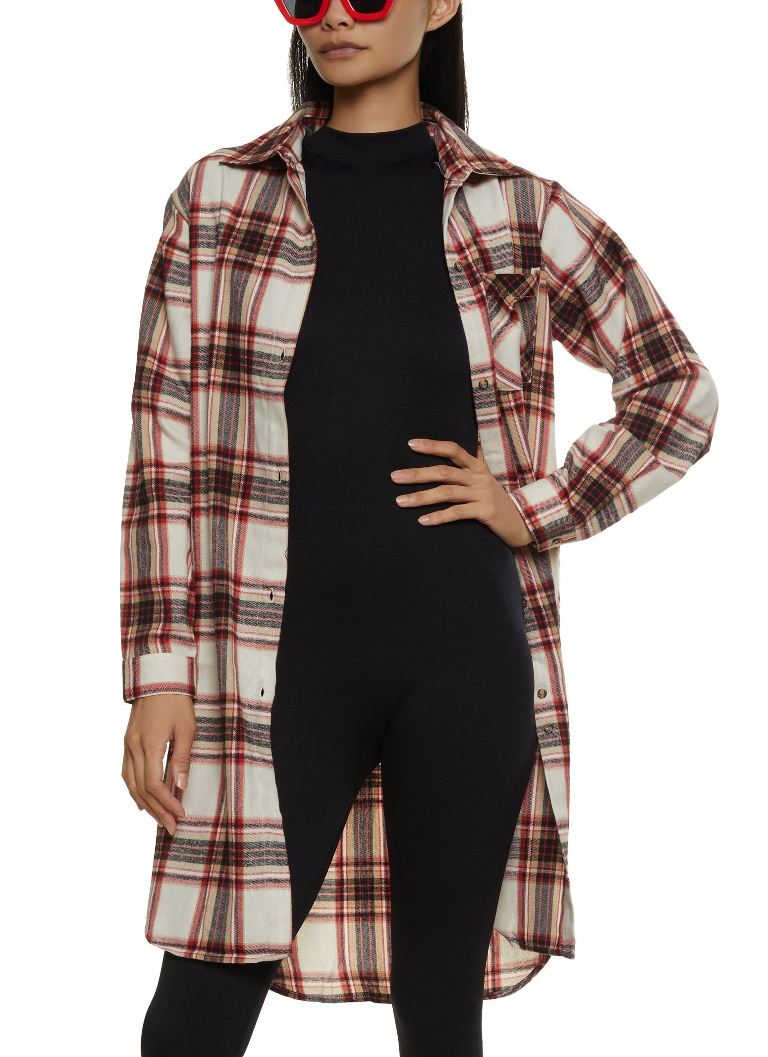 Plaid Button Front Flannel Shirt sold by Rainbow