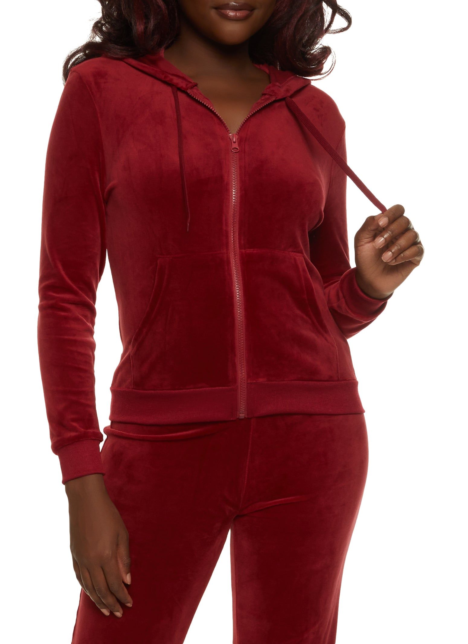Solid Velour Zip Front Hoodie sold by Rainbow