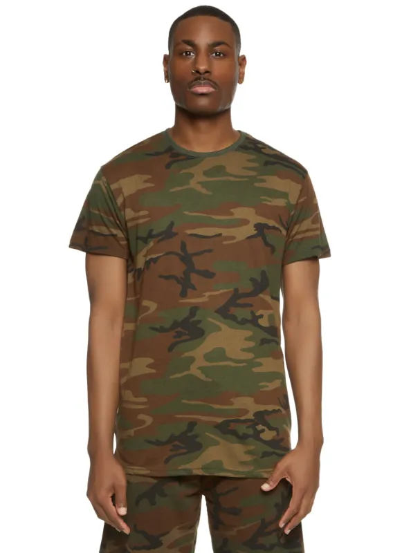 Mens Camo Crew Neck Short Sleeve Tee sold by Rainbow