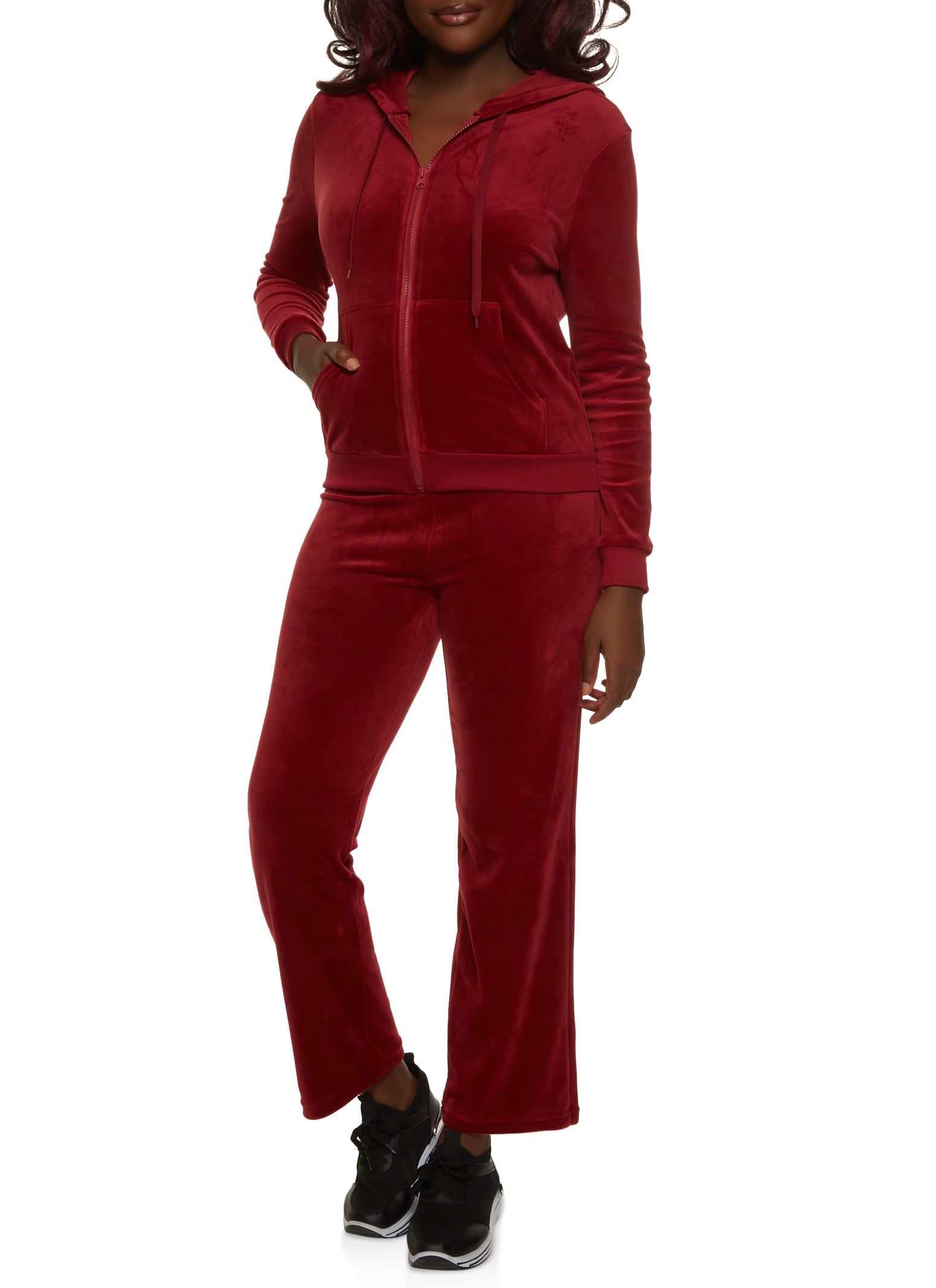 Solid Velour Zip Front Hoodie sold by Rainbow product image thumbnail 2