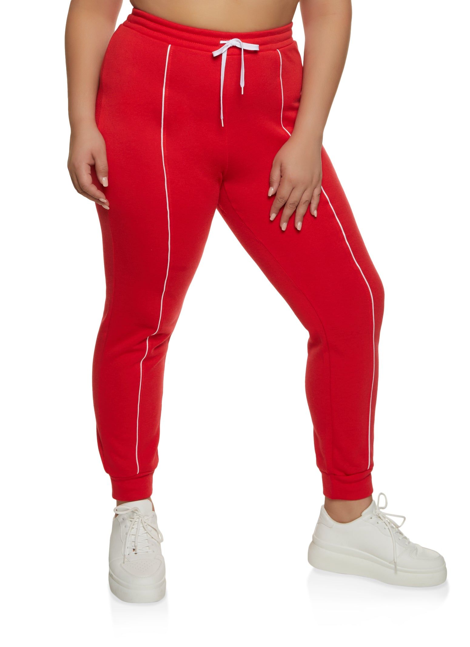 Plus Size Contrast Trim High Waist Joggers sold by Rainbow