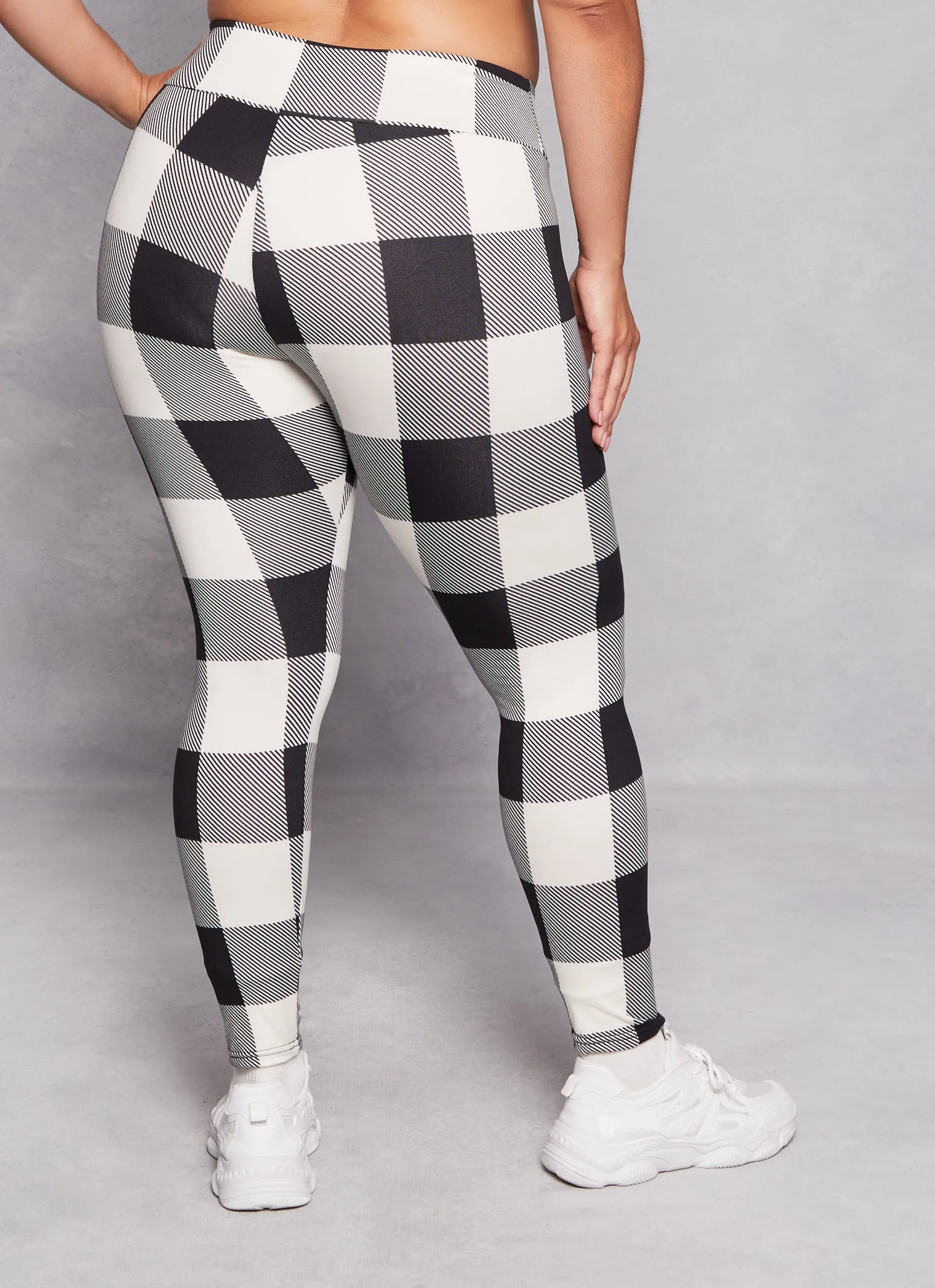 Plus Size Plaid Soft Knit High Waist Leggings sold by Rainbow product image thumbnail 3