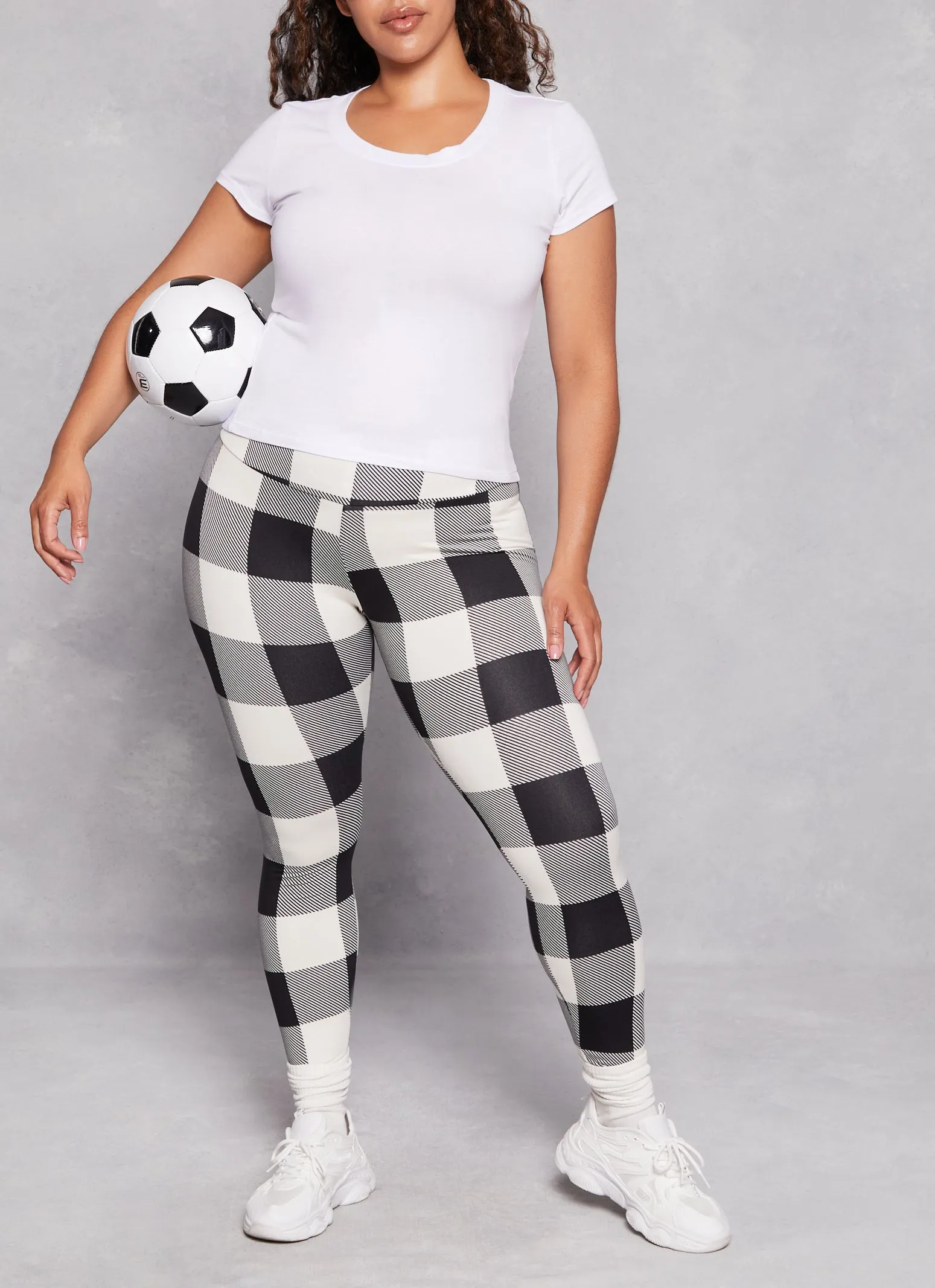 Plus Size Plaid Soft Knit High Waist Leggings sold by Rainbow