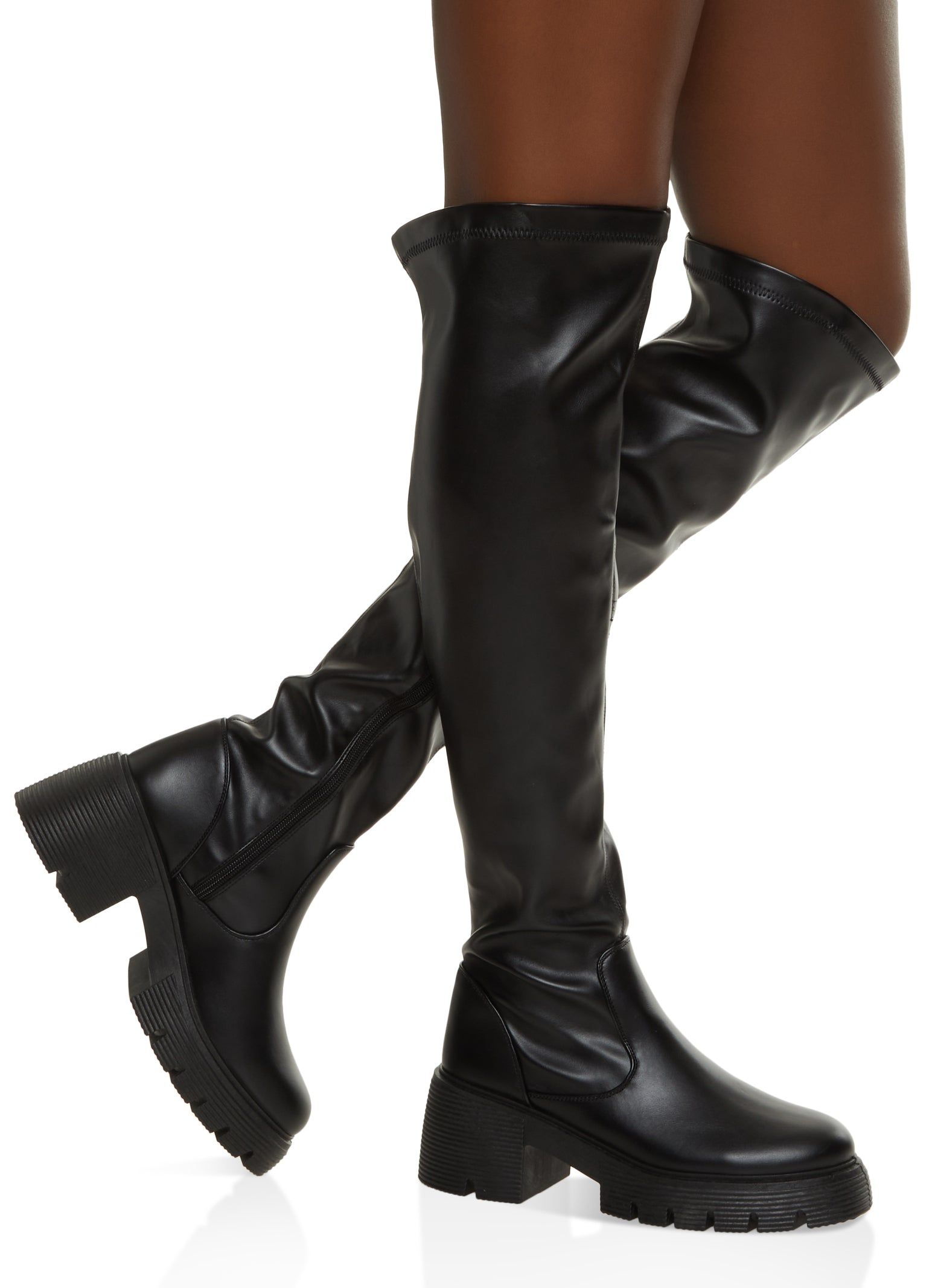 Lug Sole Knee High Platform Boots sold by Rainbow