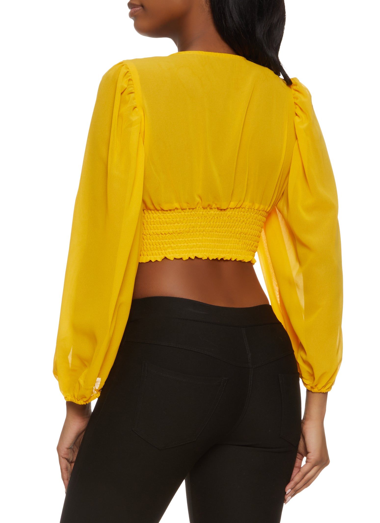 Pleated Button Front Cropped Blouse sold by Rainbow product image thumbnail 2