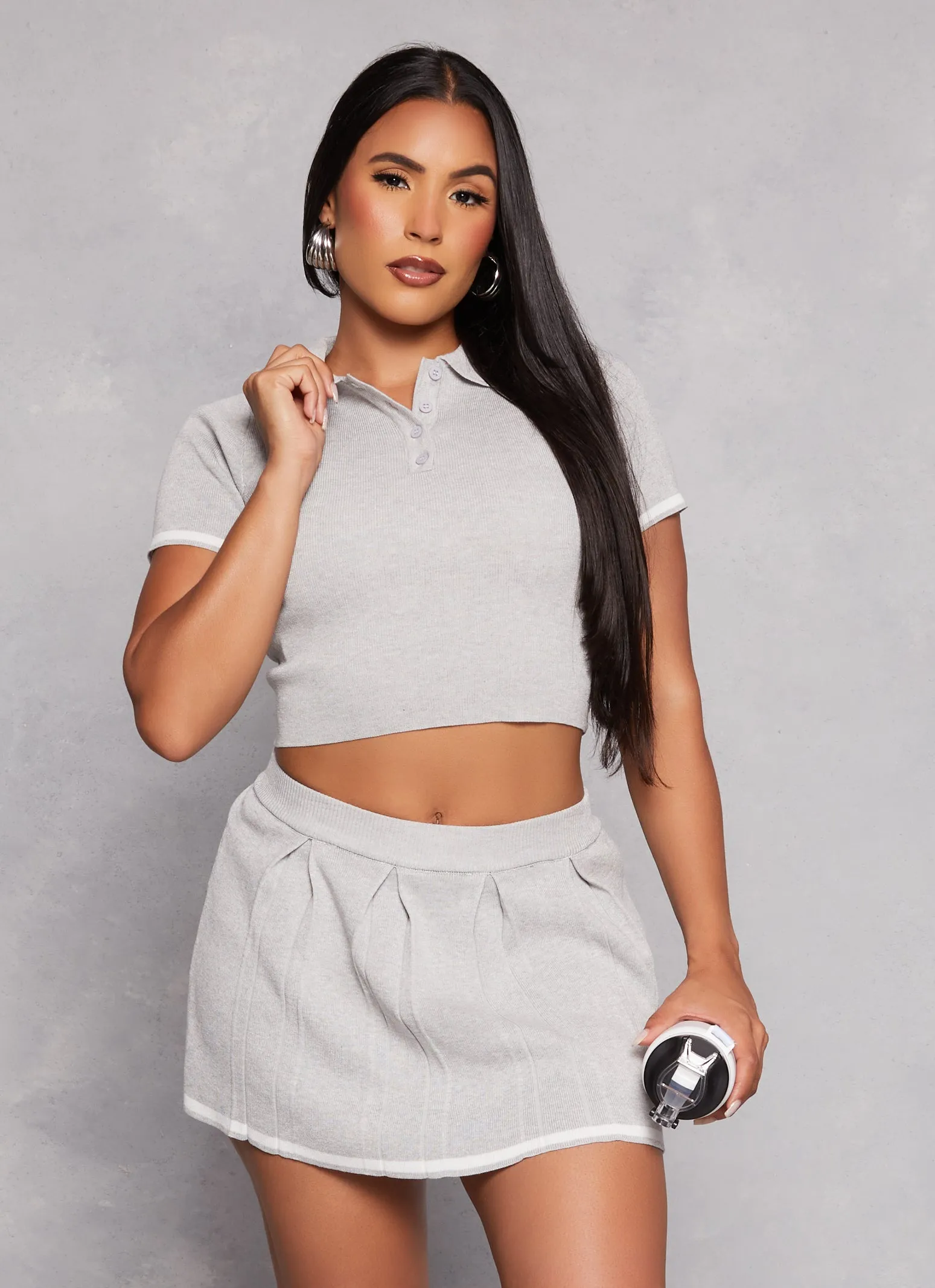 Daisy Contrast Trim Cropped Polo Shirt sold by Rainbow