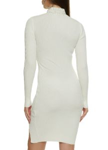 Rhinestone Studded Mock Neck Sweater Dress sold by Rainbow