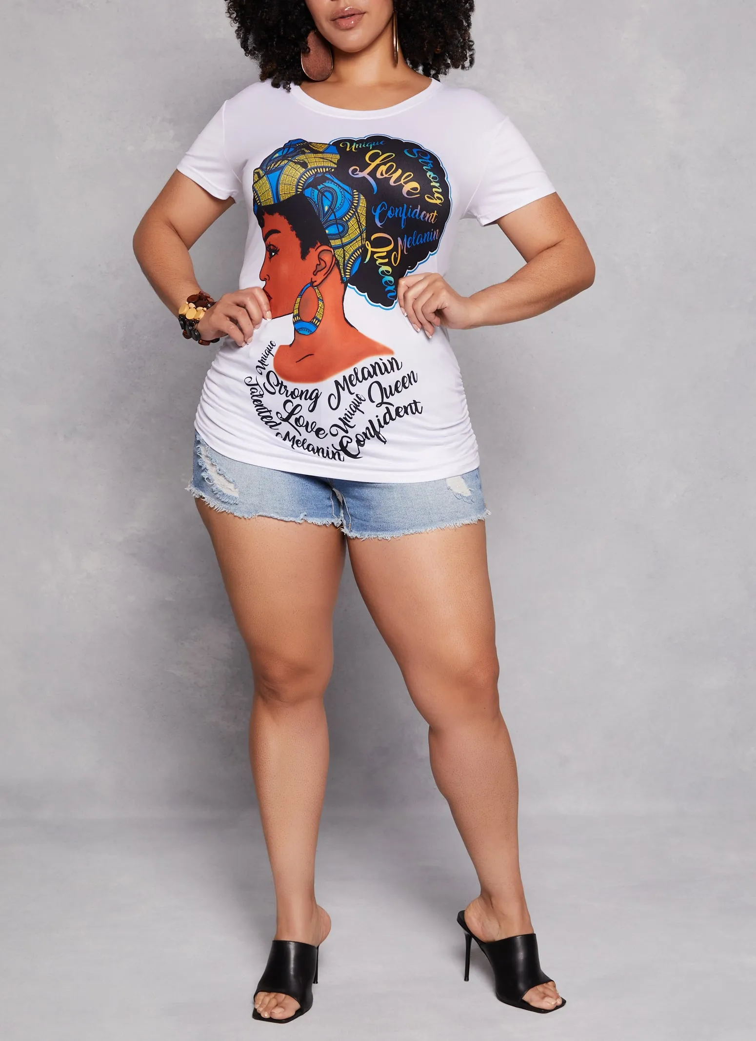 Plus Size Afro Girl Graphic Print Ruched Tee sold by Rainbow product image thumbnail 2