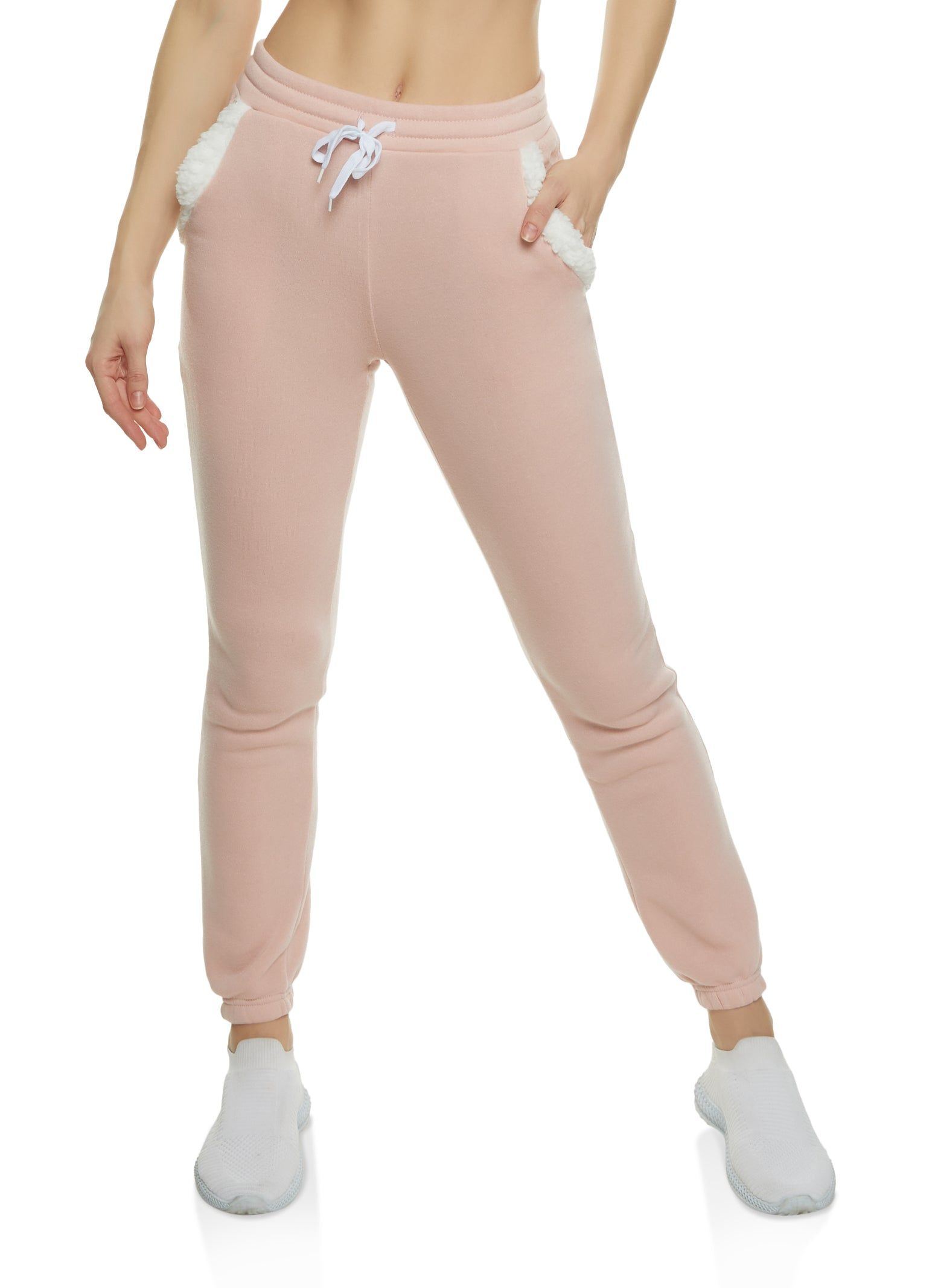 Sherpa Trim Drawstring Joggers sold by Rainbow