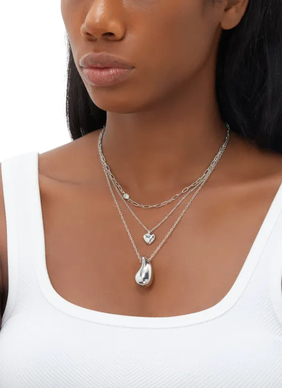 Metallic Teardrop Layered Necklace sold by Rainbow