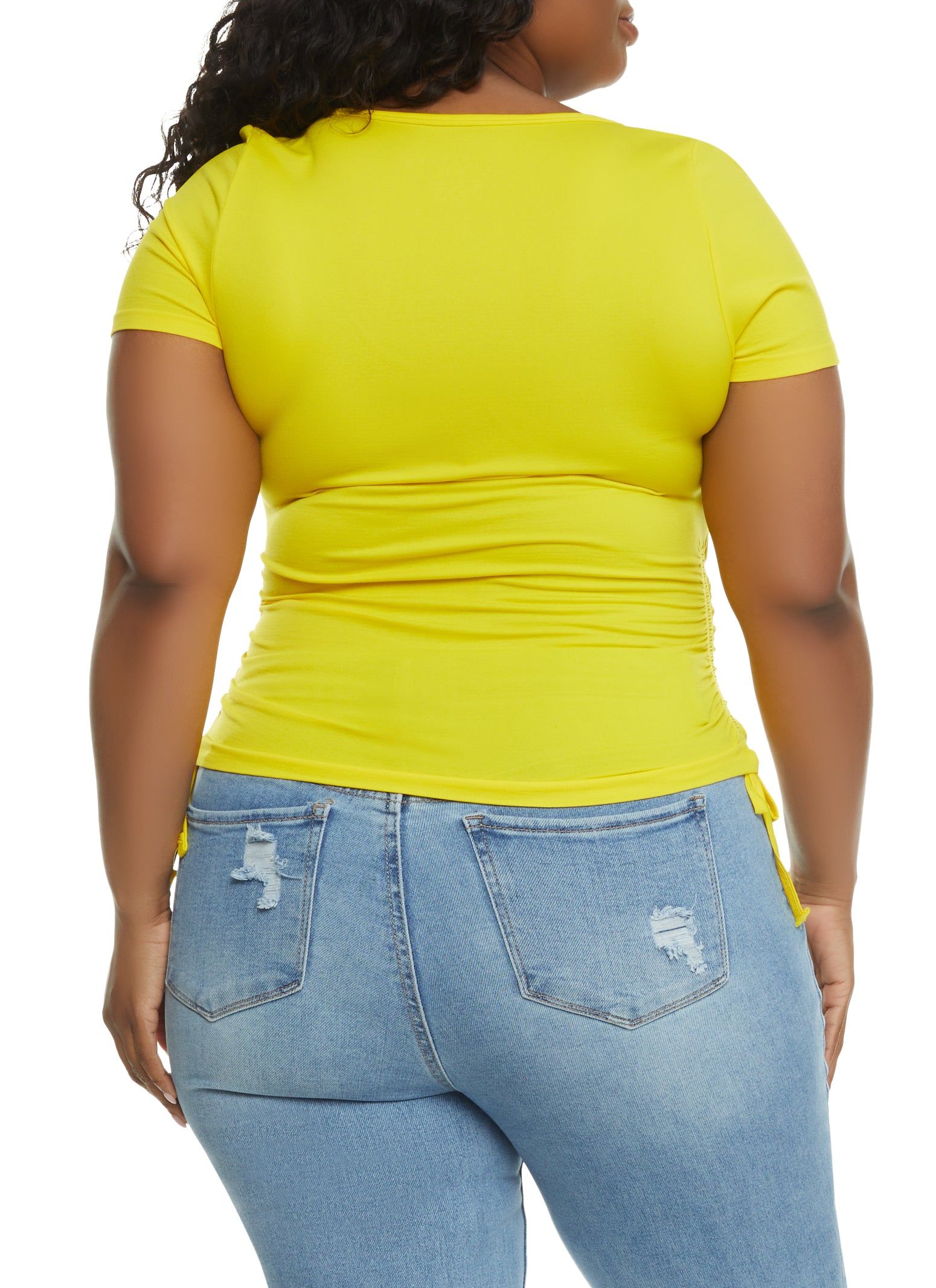 Plus Size Scoop Neck Ruched Side T Shirt sold by Rainbow product image thumbnail 2