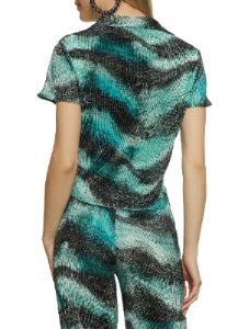 Printed Plisse Tie Front Shirt sold by Rainbow