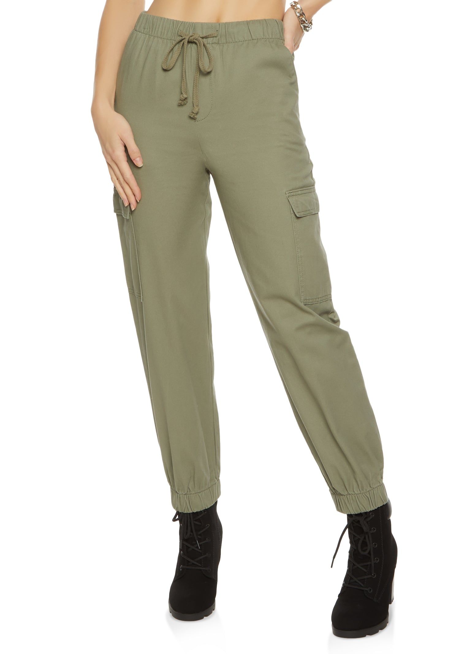 Solid Twill Cargo Pocket Joggers sold by Rainbow