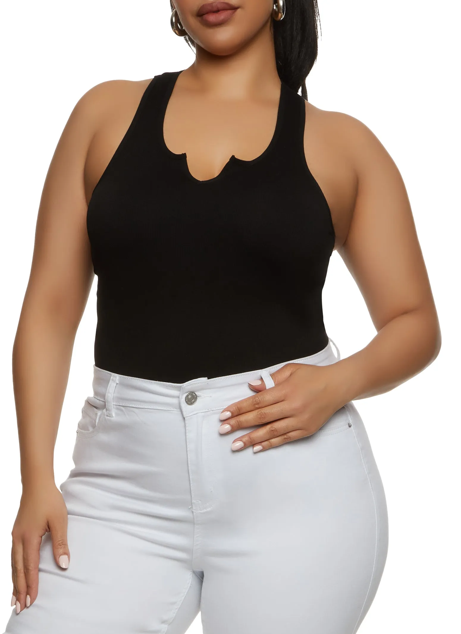 Plus Size Seamless Notch Neck Racerback Tank Bodysuit sold by Rainbow product image thumbnail 2