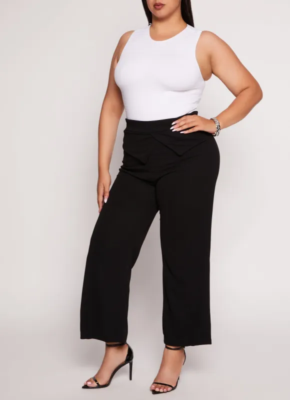 Plus Size Fold Over Waist Wide Leg Pants sold by Rainbow