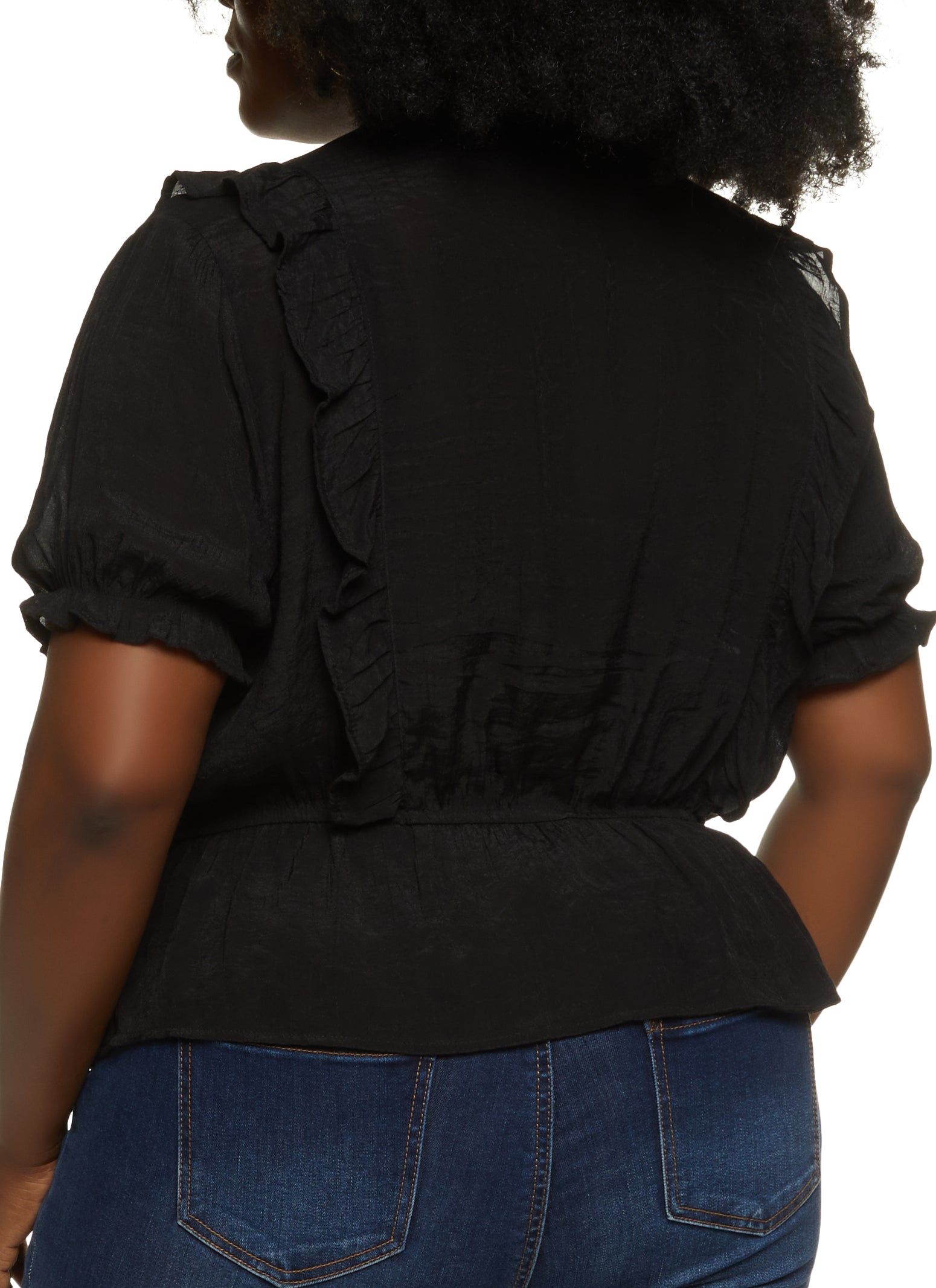 Plus Size Button Front Peasant Top sold by Rainbow product image thumbnail 2
