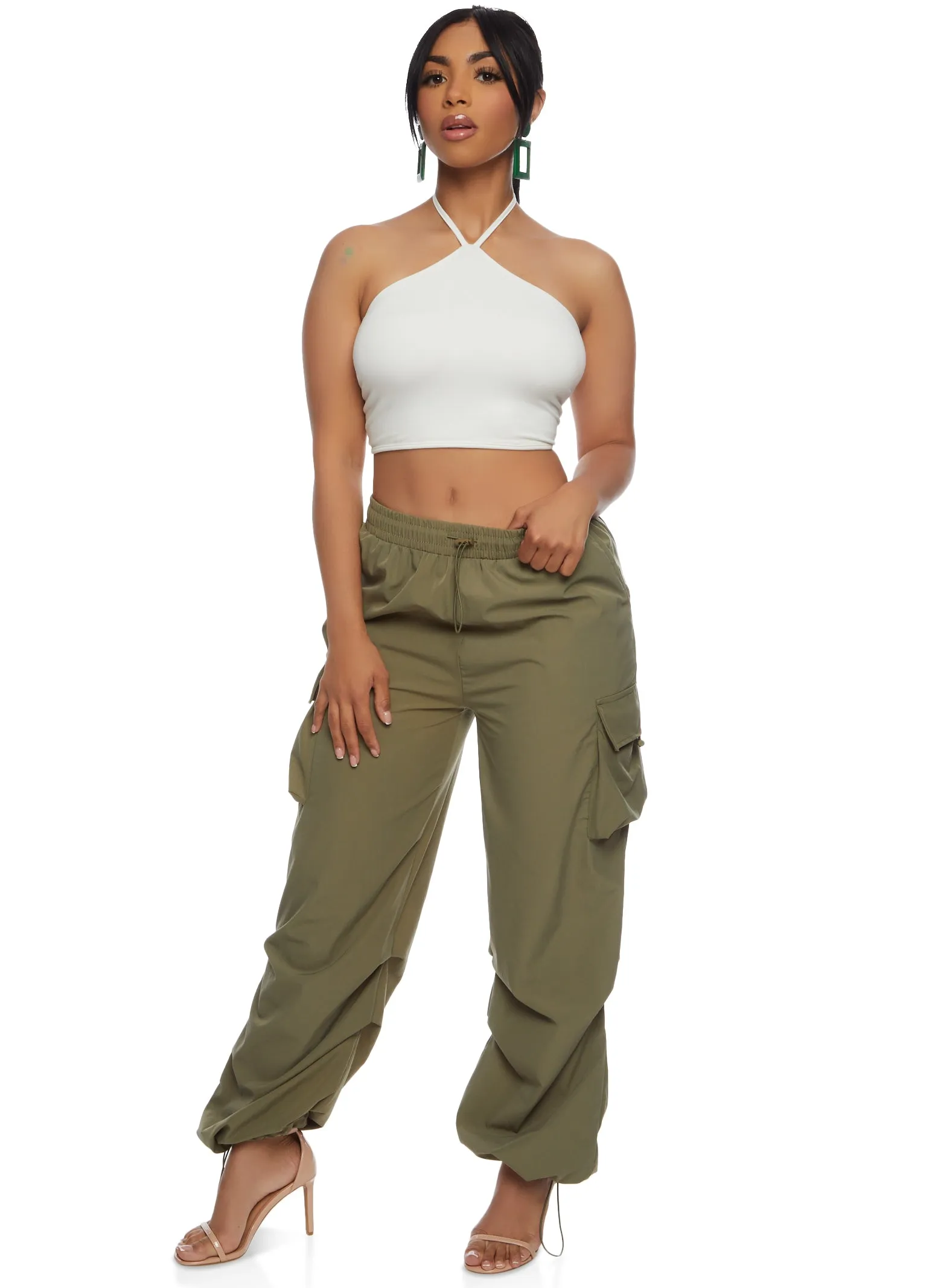 Toggle Drawstring Hem Cargo Pants sold by Rainbow