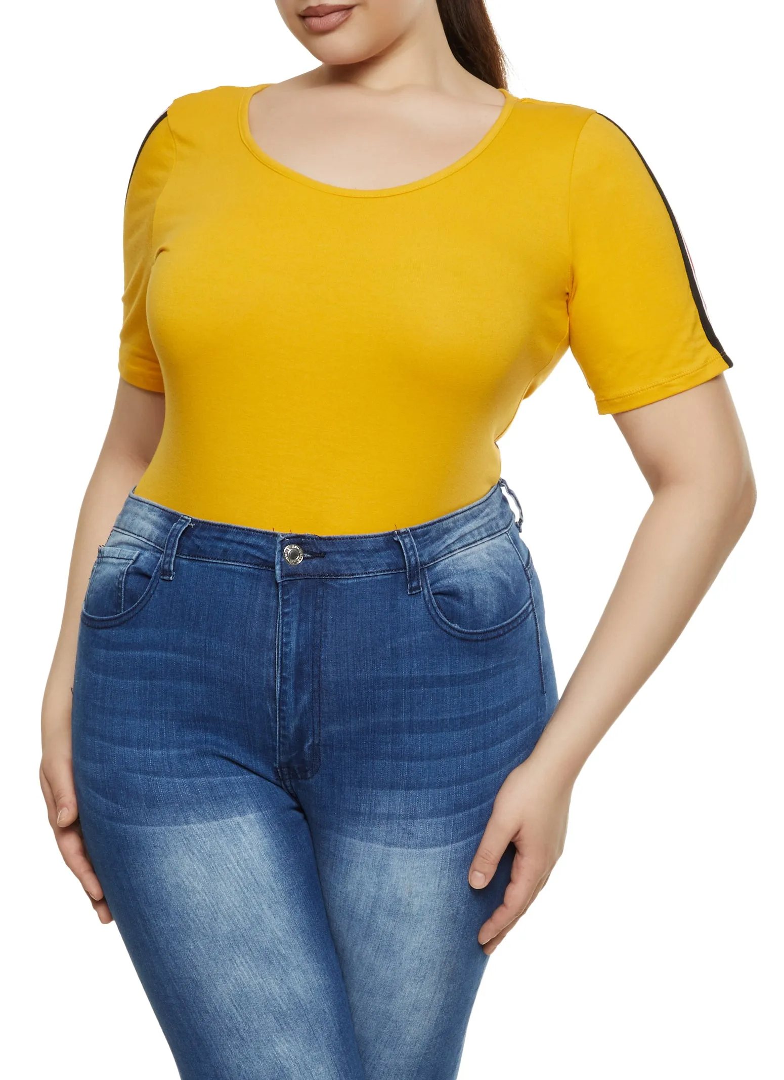 Plus Size Striped Sleeve Bodysuit sold by Rainbow product image thumbnail 2