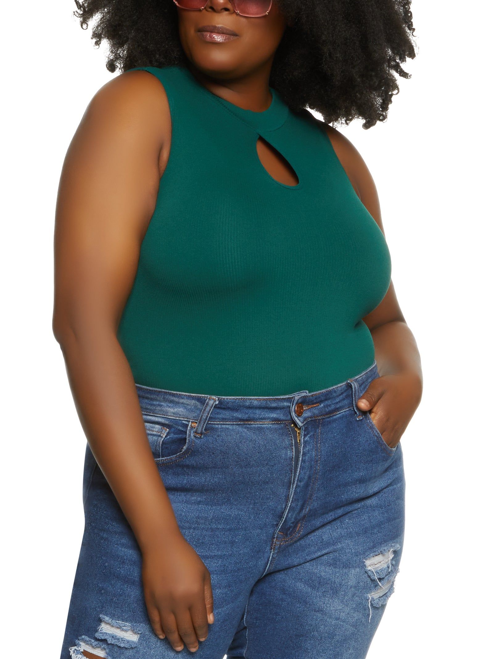 Plus Size Seamless Mock Neck Keyhole Bodysuit sold by Rainbow product image thumbnail 2