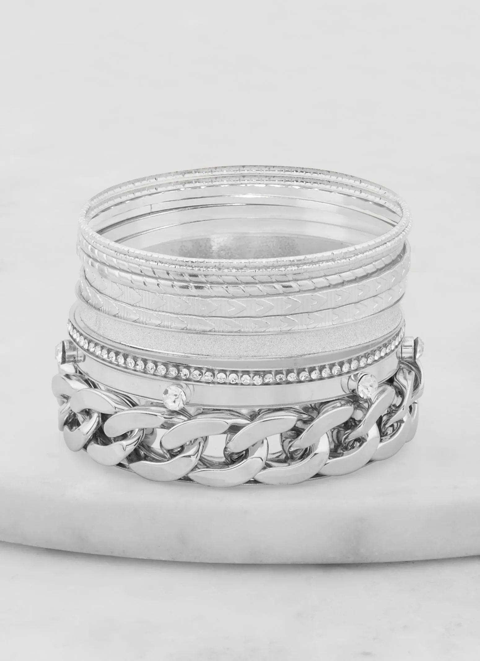 Plus Size Cubic Zirconia Assorted Bangles Set of 10 sold by Rainbow product image thumbnail 2