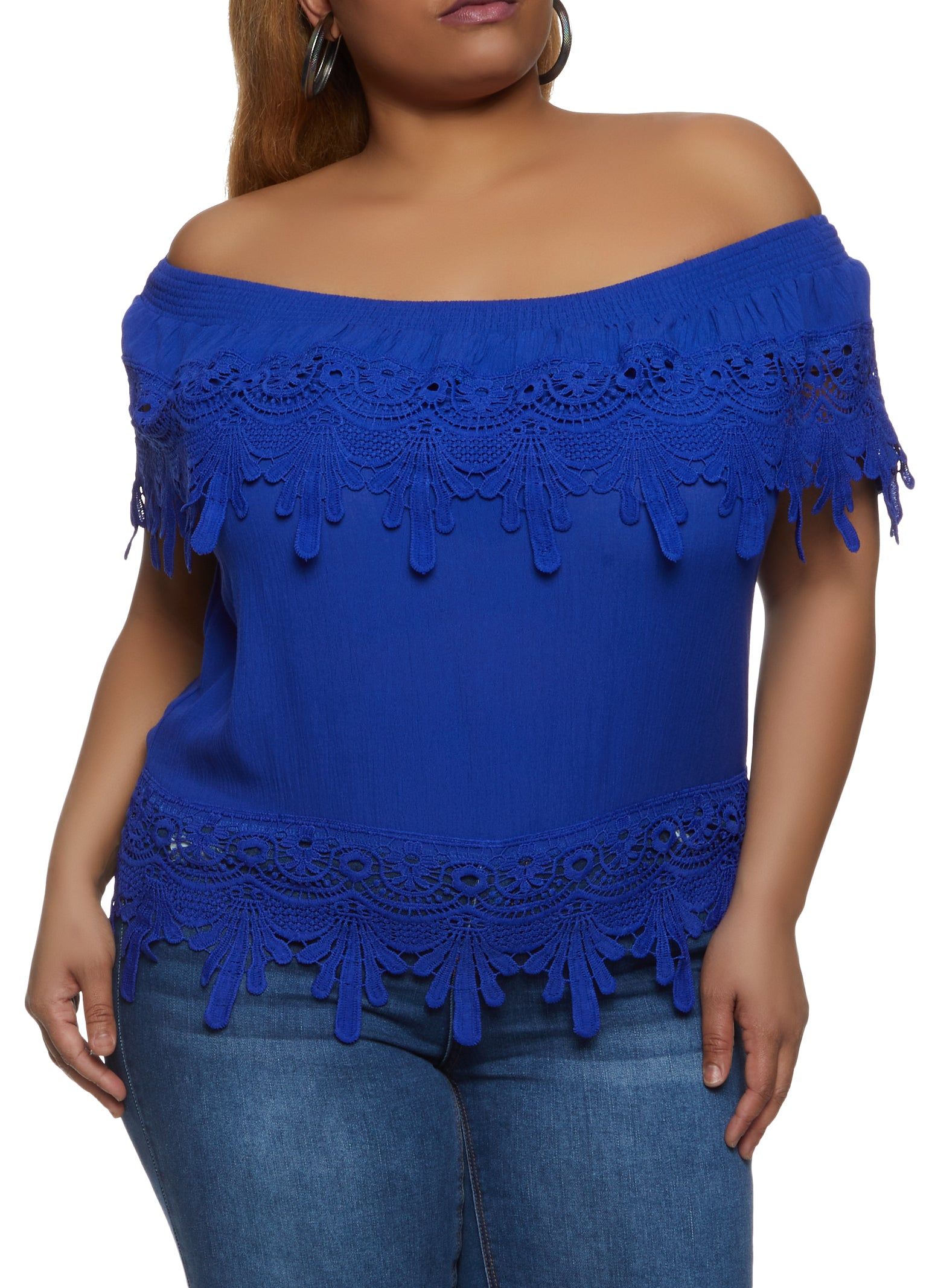 Plus Size Crotchet Off the Shoulder Top sold by Rainbow