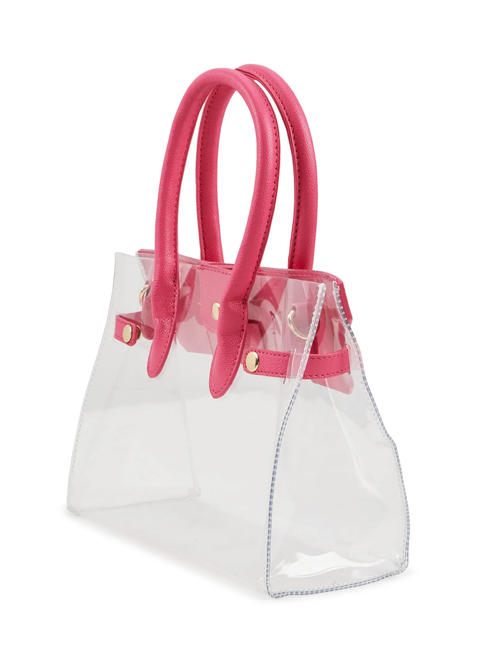 Faux Leather Handle Clear Clutch Bag sold by Rainbow product image thumbnail 3