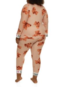 Plus Size Cuddle Bear Print Pajama Top and Pants sold by Rainbow