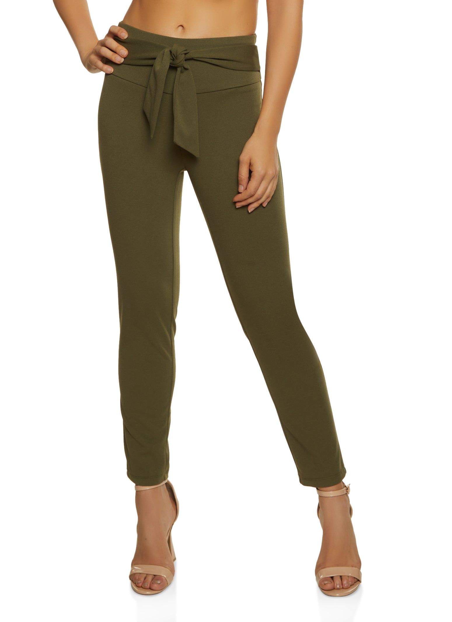 Crepe Knit Tie Waist Dress Pants sold by Rainbow