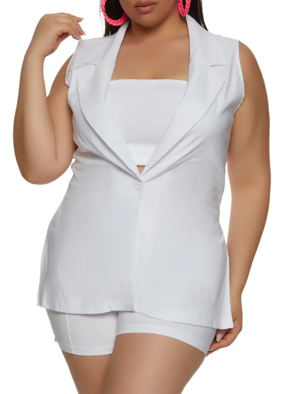 Plus Size Collared Blazer Vest sold by Rainbow