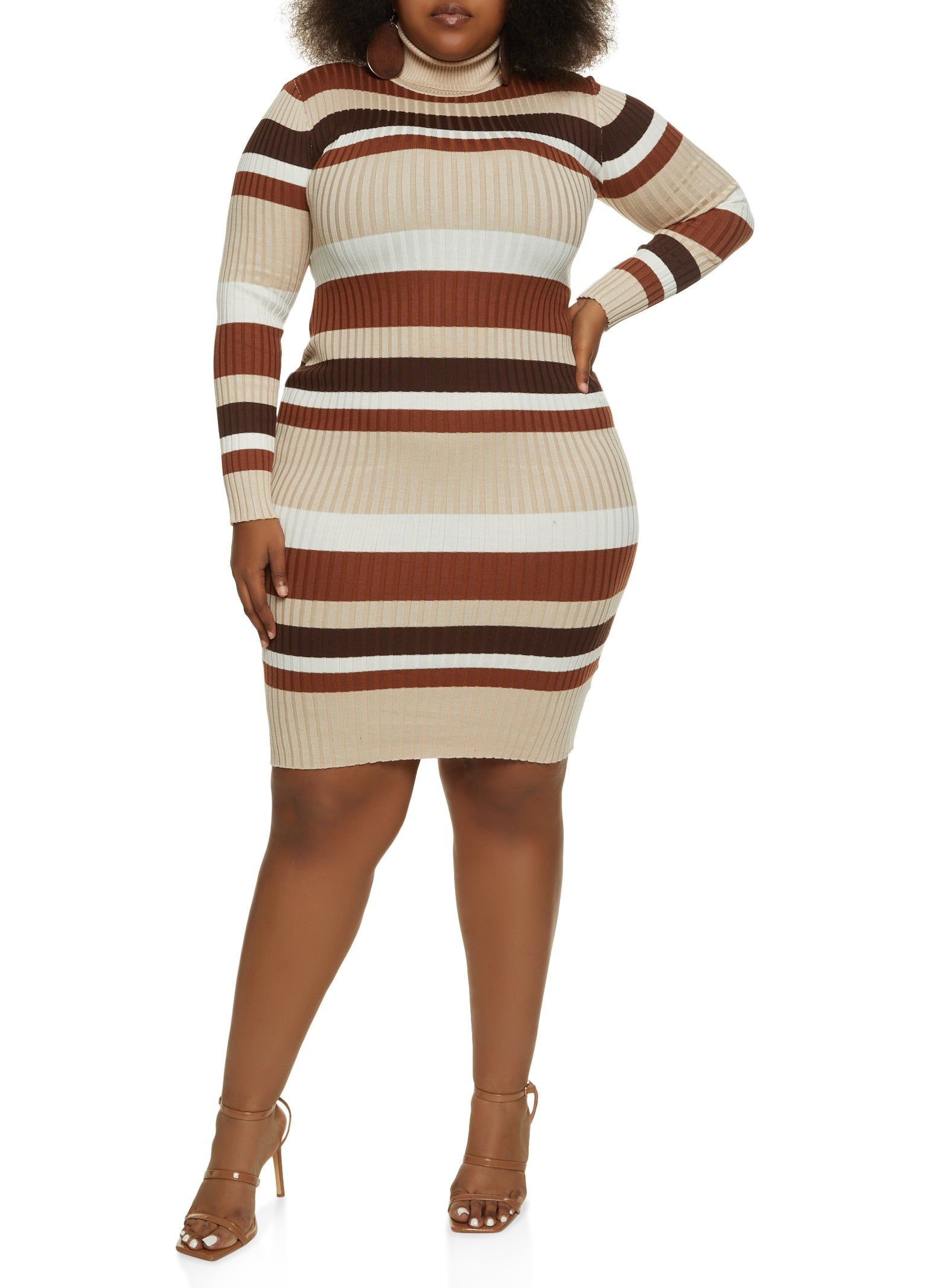 Plus Size Striped Turtleneck Sweater Dress sold by Rainbow product image thumbnail 2
