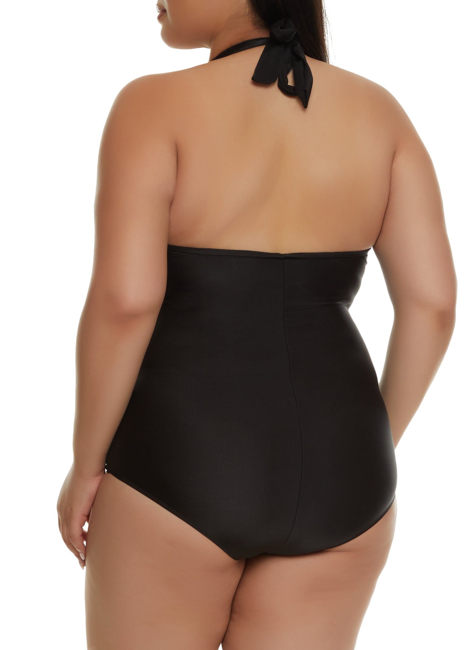 Plus Size Ruched Cut Out Front One Piece Swimsuit sold by Rainbow product image thumbnail 3