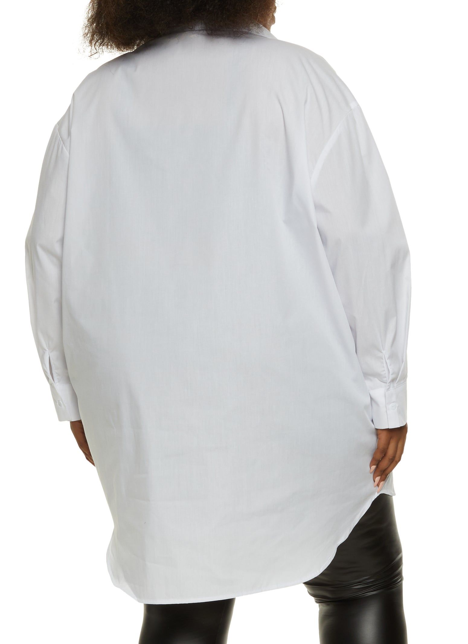 Plus Size Solid Button Front Oversized Shirt sold by Rainbow product image thumbnail 2