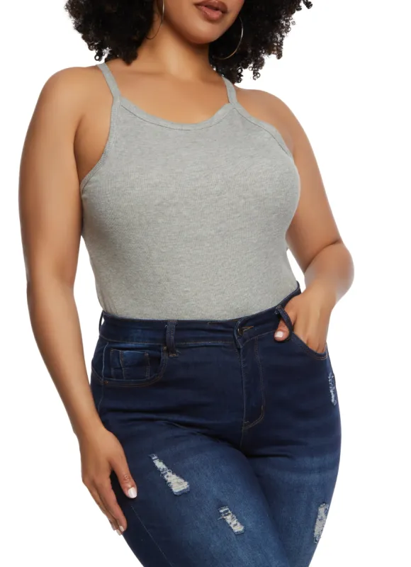 Plus Size Thin Strap Tank Top sold by Rainbow