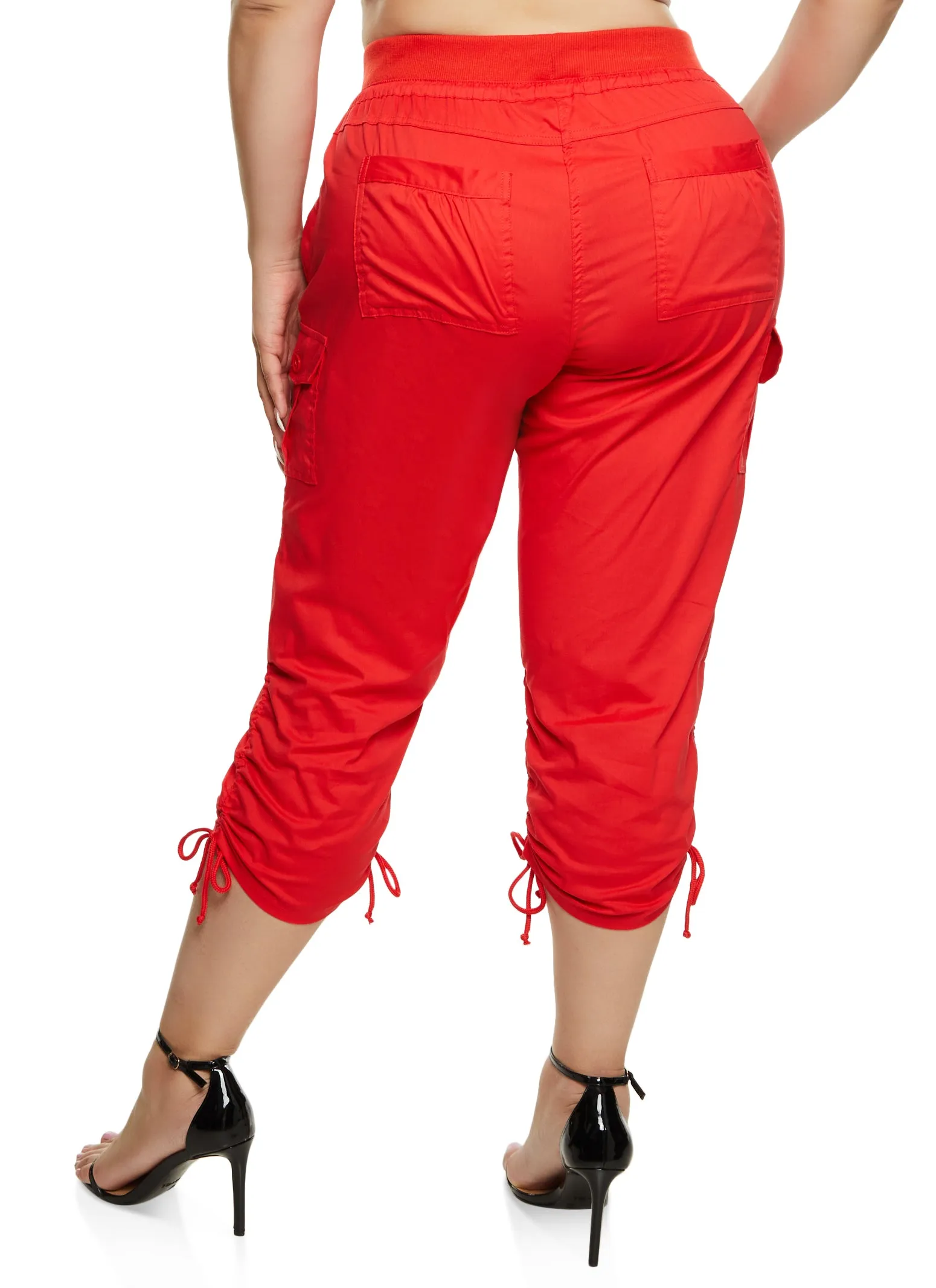 Plus Size Tie Hem Cargo Pocket Capris sold by Rainbow product image thumbnail 3