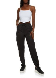 Nylon Drawstring Tie Hem Cargo Pants sold by Rainbow