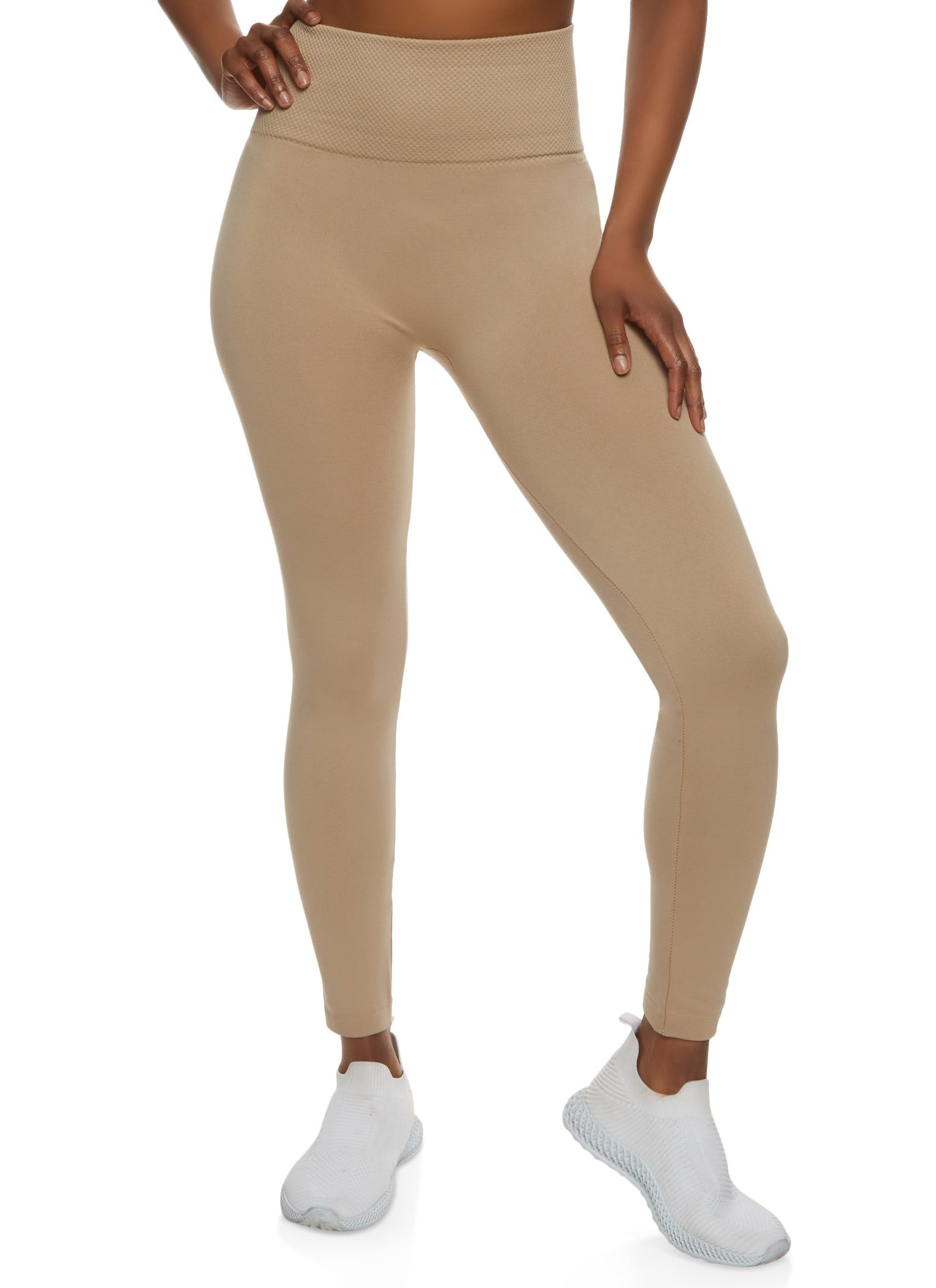 Waffle Knit Waistband Detail Leggings sold by Rainbow