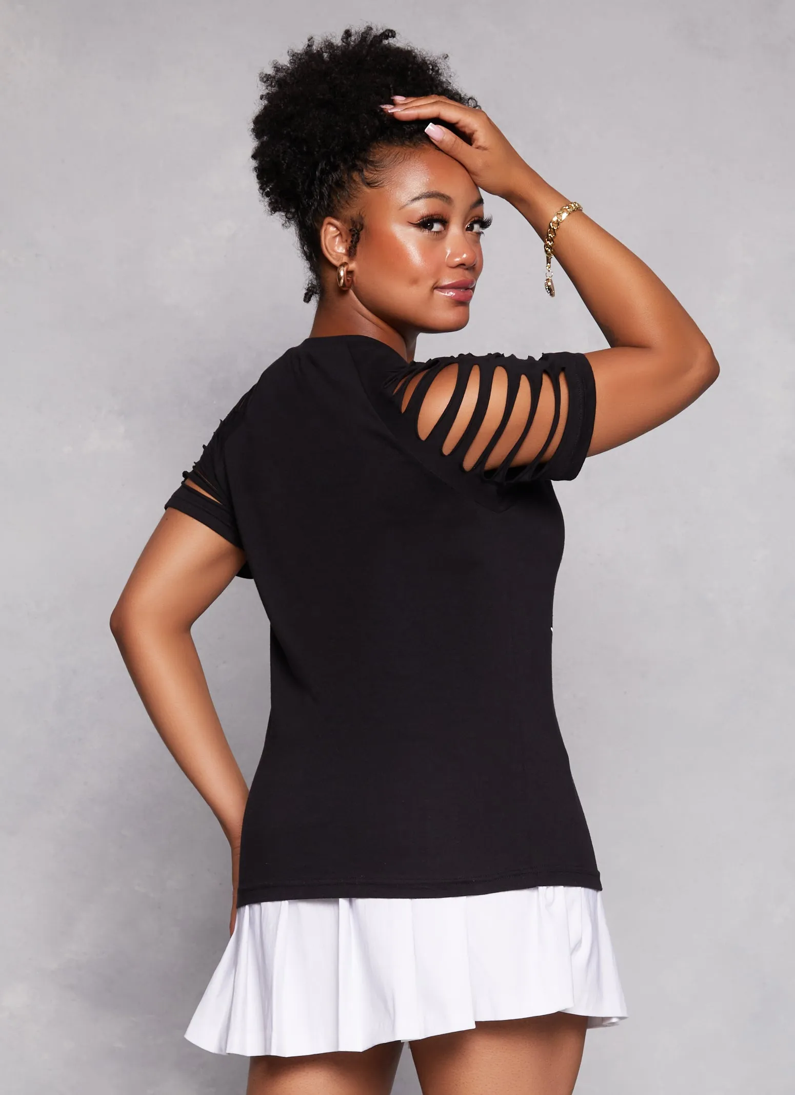 Plus Size Laser Cut Vintage Graphic T Shirt sold by Rainbow product image thumbnail 3